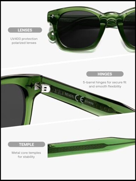 Retro Polarized Square Sunglasses TR90 Frame UV400 Protection main image 5